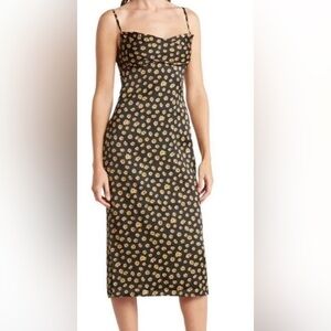 WEWOREWHAT Cowl Midi Ditsy Daisies Black Multi